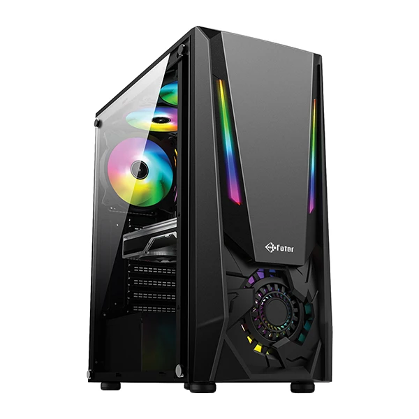 کیس کامپیوتر گیمینگ فاطر مدل FG-523X، فرم فاکتور Mid Tower طراحی ویترینی، سازگاری با مادربردهای ATX و microATX و Mini-ITX، پشتیبانی از کارت گرافیک تا طول 320 میلیمتر، پشتیبانی از خنککننده پردازنده تا ارتفاع 155 میلیمتر