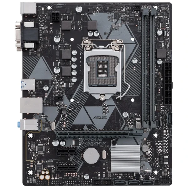 مادربرد ایسوس مدل PRIME H310M-K، فرم فاکتور Micro-ATX، سوکت Intel LGA1151، دارای 2 اسلات رم DDR4، چیپست Intel H310، پشتیبانی از حافظه دوکاناله تا ظرفیت 32 گیگابایت و فرکانس 2666 مگاهرتز