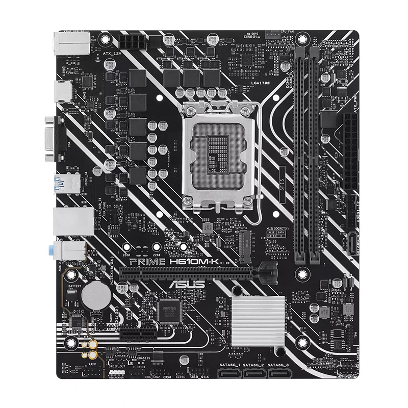 مادربرد ایسوس مدل PRIME H610M-K، سوکت Intel LGA 1700، دارای 2 اسلات رم DDR5، دارای 1 اسلات M.2، چیپست Intel H610